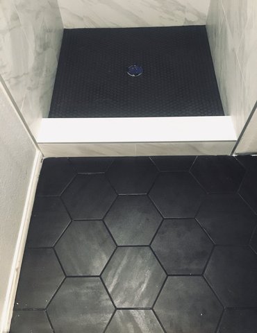 tiled shower