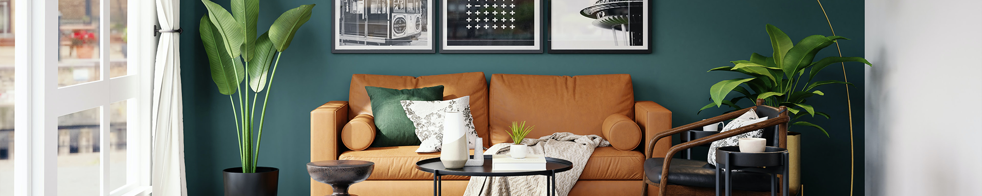 living room with green wall, brown sofa and carpet floor from Kenny's Custom Flooring Inc. in San Marcos, CA