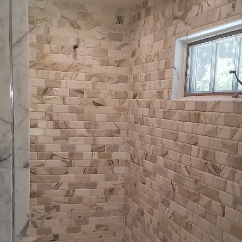 tiled shower